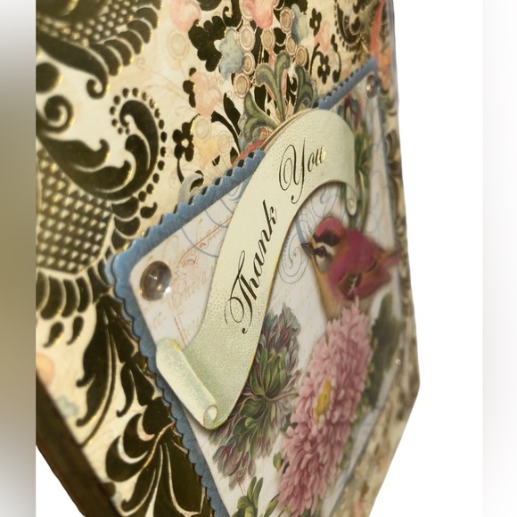 Punch Studio Aviary Floral Thank You Embellished 3D Single (1) Card + Env + Seal - Picture 4 of 5